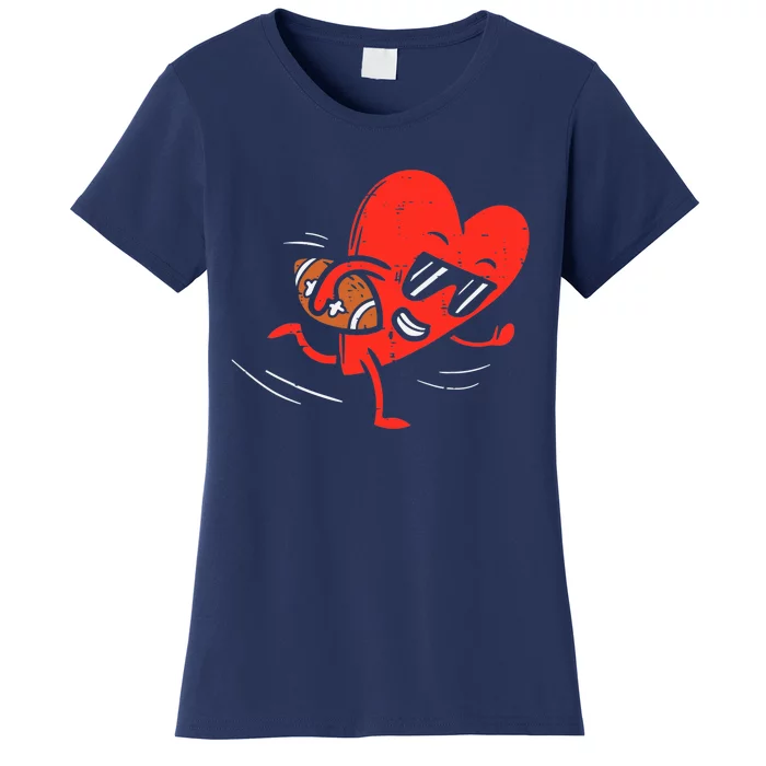 Heart Playing American Football Sports Valentines Day Boy Women's T-Shirt