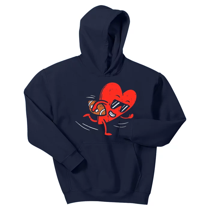 Heart Playing American Football Sports Valentines Day Boy Kids Hoodie