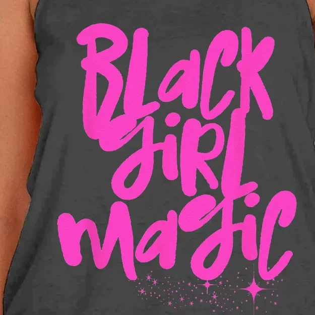 Hot Pink Black Girl Magic Stars Melanin Black Queen Woman Women's Knotted Racerback Tank