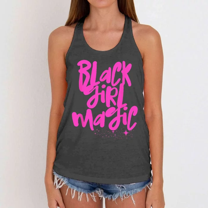 Hot Pink Black Girl Magic Stars Melanin Black Queen Woman Women's Knotted Racerback Tank