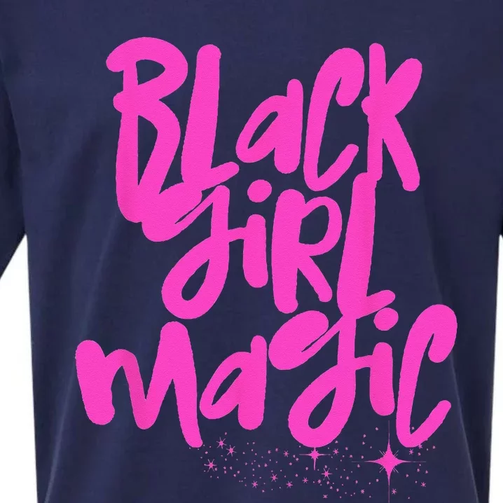 Hot Pink Black Girl Magic Stars Melanin Black Queen Woman Sueded Cloud Jersey T-Shirt