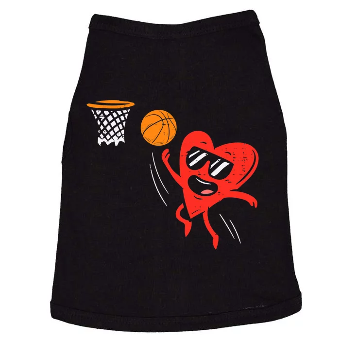 Heart Playing Basketball Cute Valentines Day Sports Boys Doggie Tank