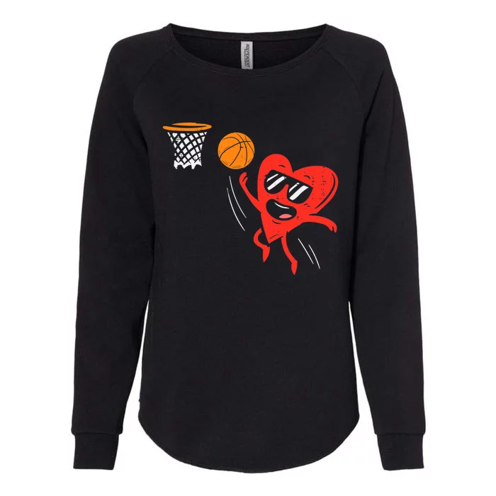 Heart Playing Basketball Cute Valentines Day Sports Boys Womens California Wash Sweatshirt