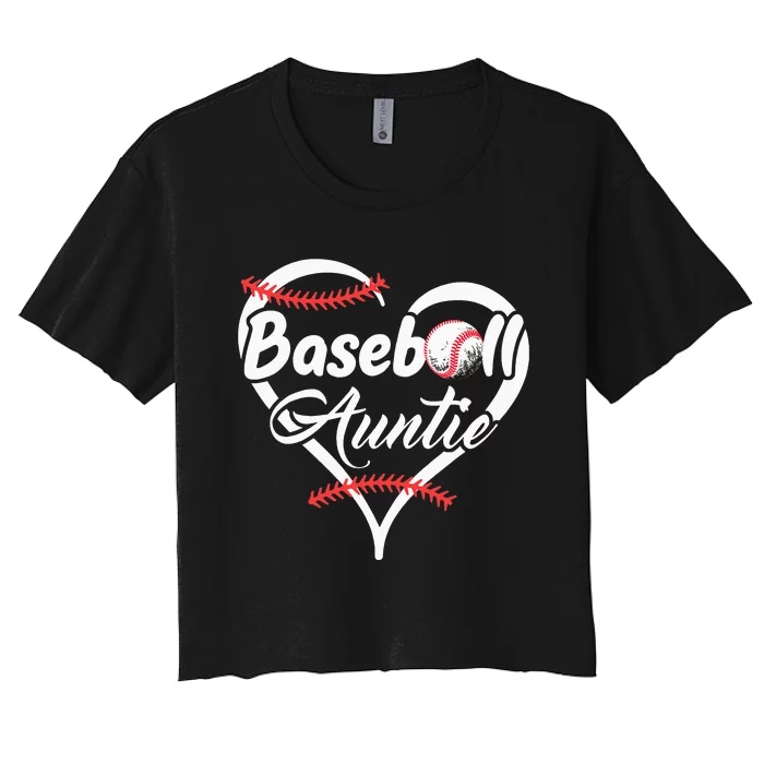 Heart Proud Baseball Auntie Baseball for mother's day Women's Crop Top Tee