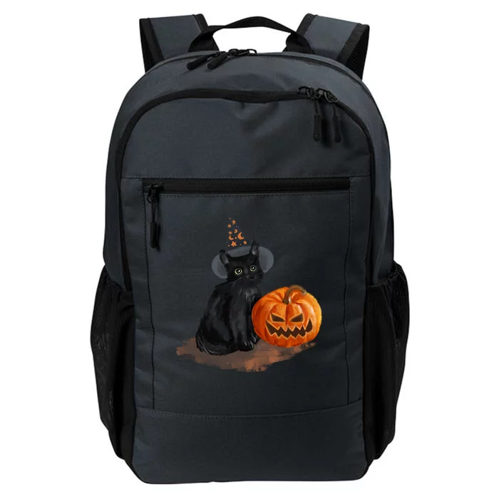 Halloween Pumpkin Black Cat Daily Commute Backpack