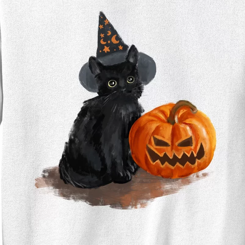 Halloween Pumpkin Black Cat Sweatshirt