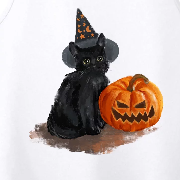 Halloween Pumpkin Black Cat Performance Tank