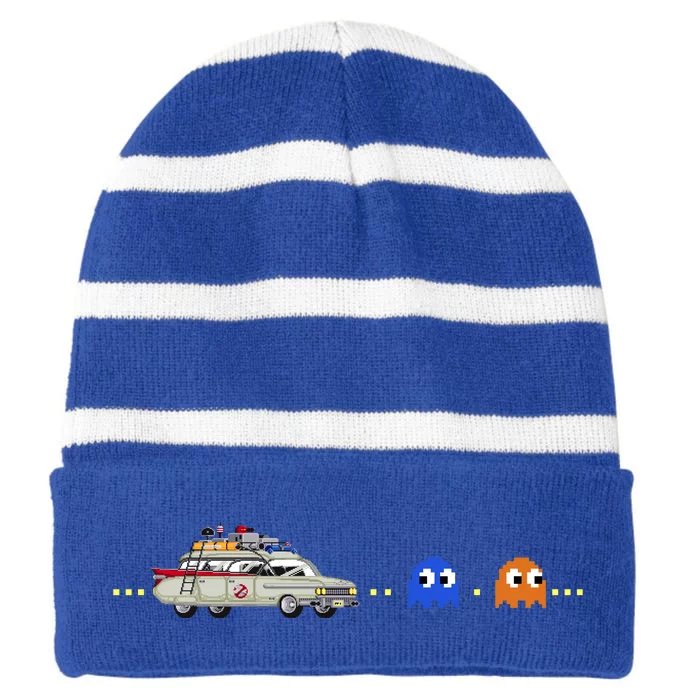 Halloween Pac Busters Game Striped Beanie with Solid Band