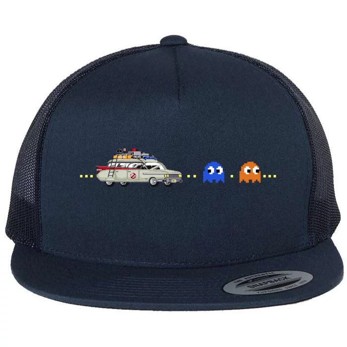 Halloween Pac Busters Game Flat Bill Trucker Hat