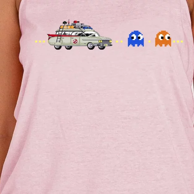 Halloween Pac Busters Game Women's Knotted Racerback Tank