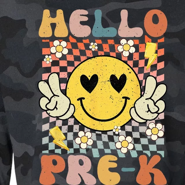 Hello PreK Back To School 1st Day Of School Teacher Cropped Pullover Crew