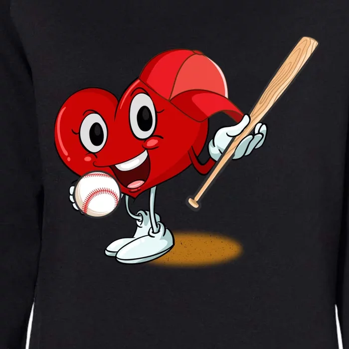 Heart Playing Baseball Valentines Day Sports Boy Womens California Wash Sweatshirt