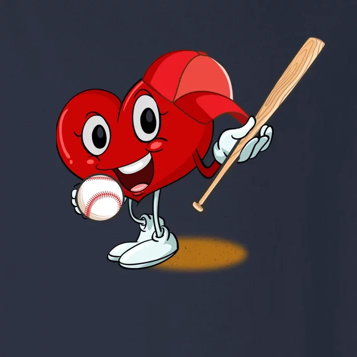 Heart Playing Baseball Valentines Day Sports Boy Toddler Long Sleeve Shirt