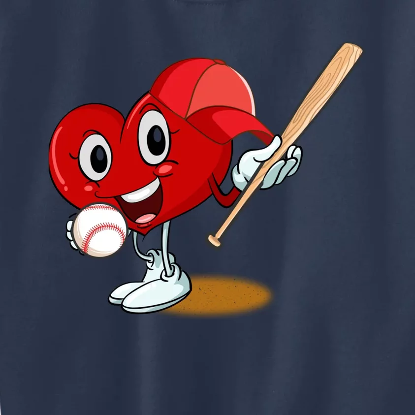 Heart Playing Baseball Valentines Day Sports Boy Kids Sweatshirt