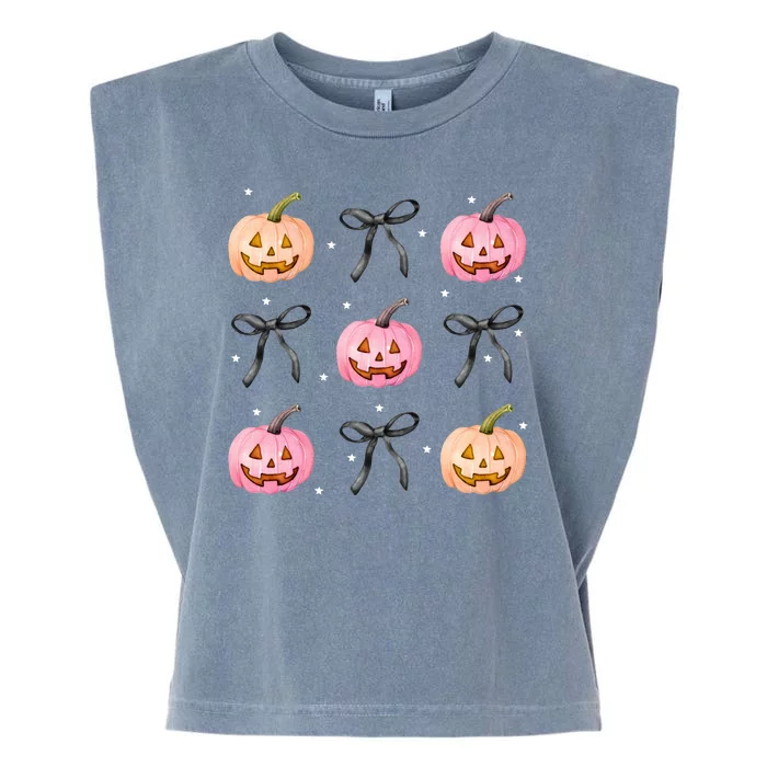 Halloween Pumpkin Black Bows Cute Garment-Dyed Women's Muscle Tee