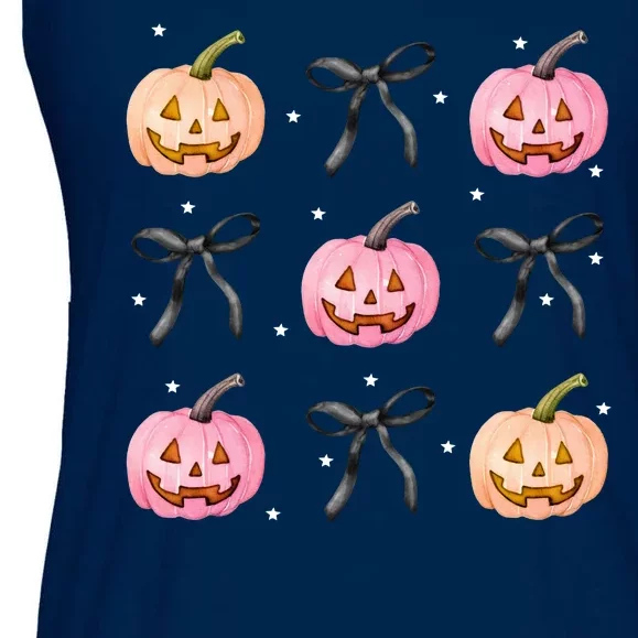 Halloween Pumpkin Black Bows Cute Ladies Essential Flowy Tank