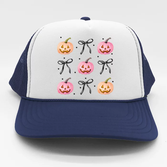 Halloween Pumpkin Black Bows Cute Trucker Hat