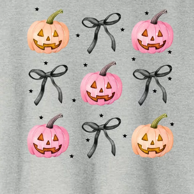 Halloween Pumpkin Black Bows Cute Women's Crop Top Tee