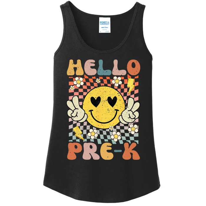 Hello PreK Back To School 1st Day of School Teacher Ladies Essential Tank