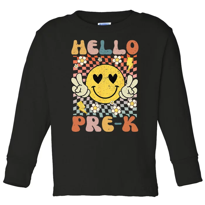 Hello PreK Back To School 1st Day of School Teacher Toddler Long Sleeve Shirt