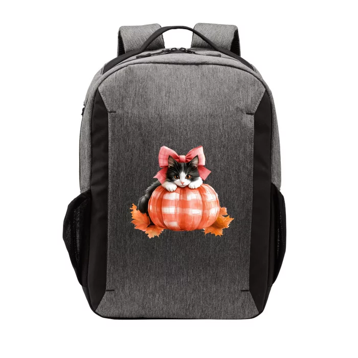 Halloween Pumpkin Black Cat Fall Plaid Bow Gift Vector Backpack