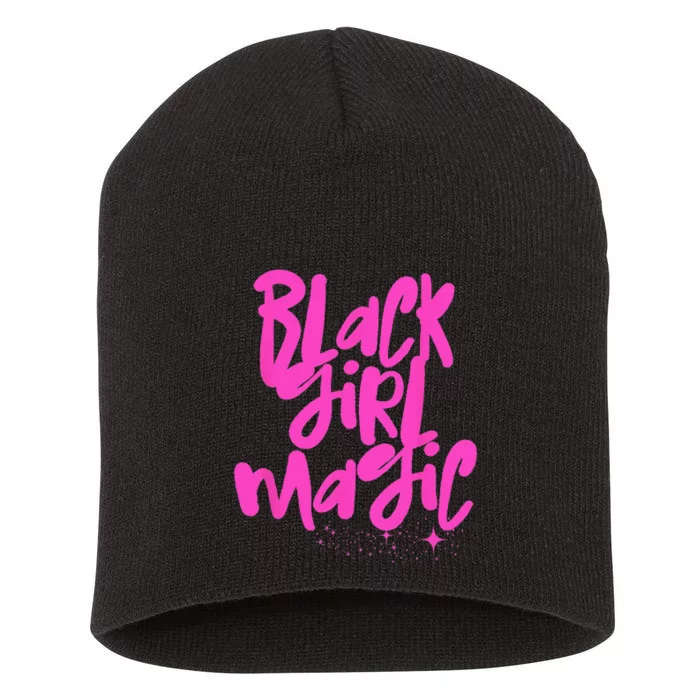 Hot Pink Black Girl Magic Stars Melanin Black Queen Woman Short Acrylic Beanie