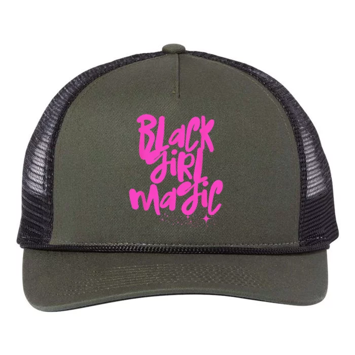 Hot Pink Black Girl Magic Stars Melanin Black Queen Woman Retro Rope Trucker Hat Cap