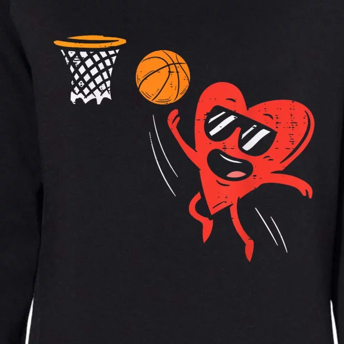 Heart Playing Basketball Cute Valentines Day Sports Womens California Wash Sweatshirt