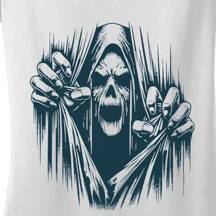 Halloween Party Costume Scary Ghoul Ripping Through Body Women's V-Neck T-Shirt