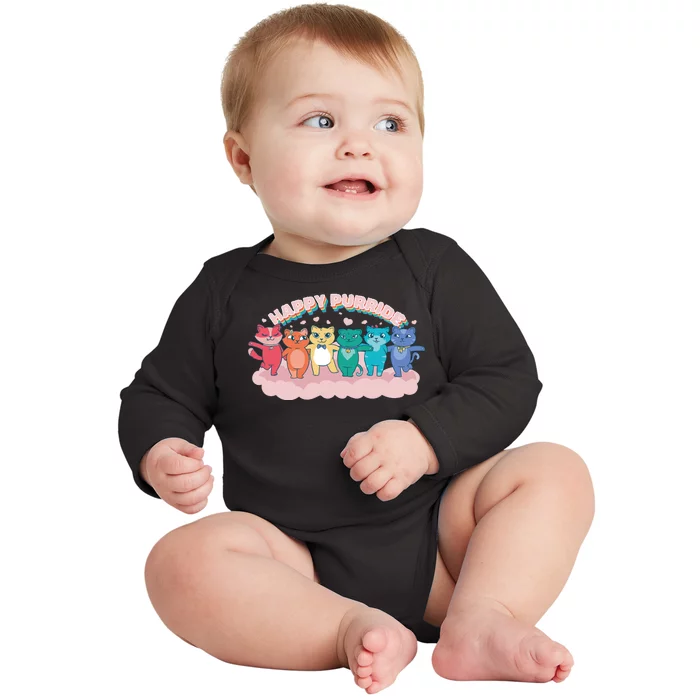 Happy Pride Colorful Cats Baby Long Sleeve Bodysuit