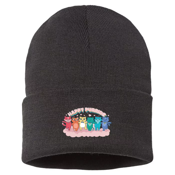 Happy Pride Colorful Cats Sustainable Knit Beanie