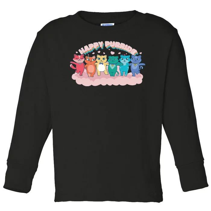 Happy Pride Colorful Cats Toddler Long Sleeve Shirt