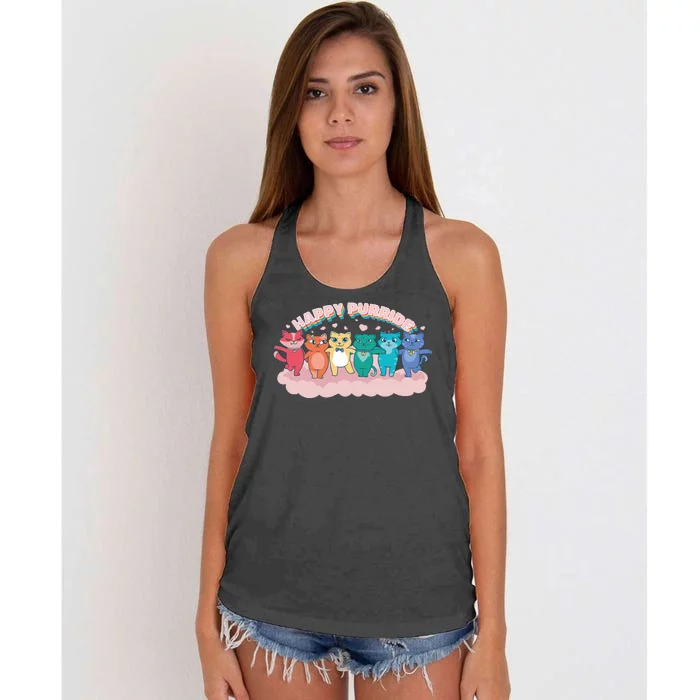 Happy Pride Colorful Cats Women's Knotted Racerback Tank