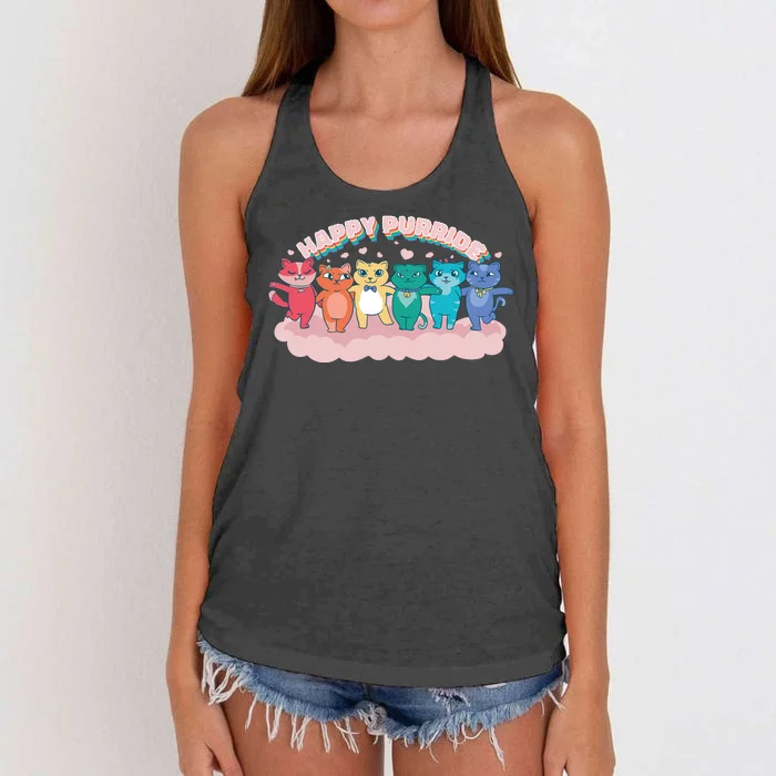 Happy Pride Colorful Cats Women's Knotted Racerback Tank