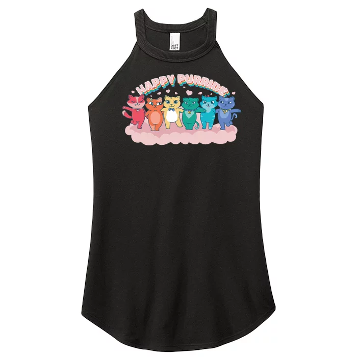 Happy Pride Colorful Cats Women’s Perfect Tri Rocker Tank