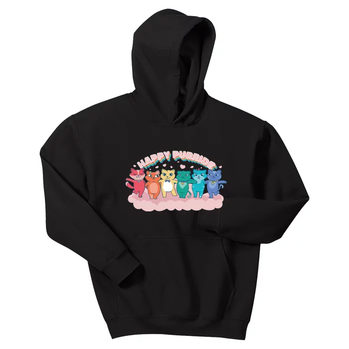 Happy Pride Colorful Cats Kids Hoodie