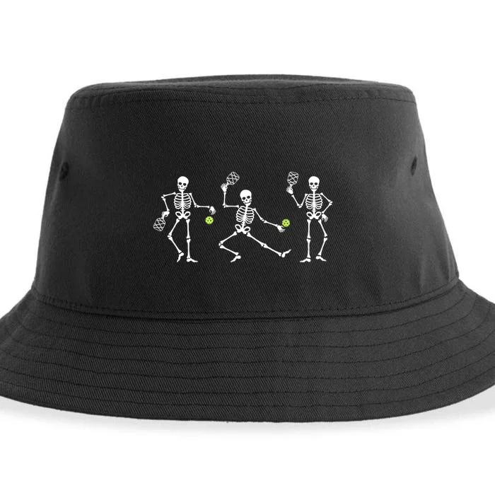 Halloween Pickleball Costume Skeletons Playing Pickleball Sustainable Bucket Hat