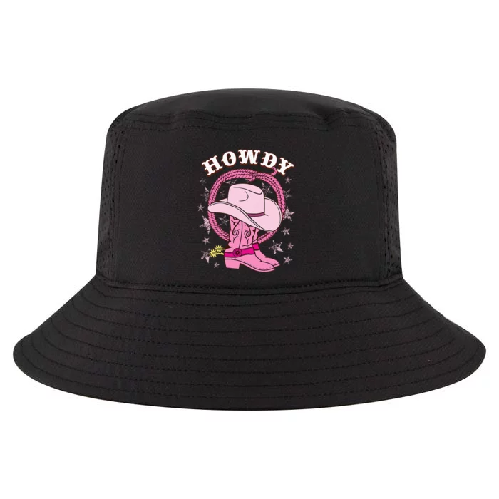 Howdy Pink Cowboy Hat Boots Country Western Rodeo Cool Comfort Performance Bucket Hat