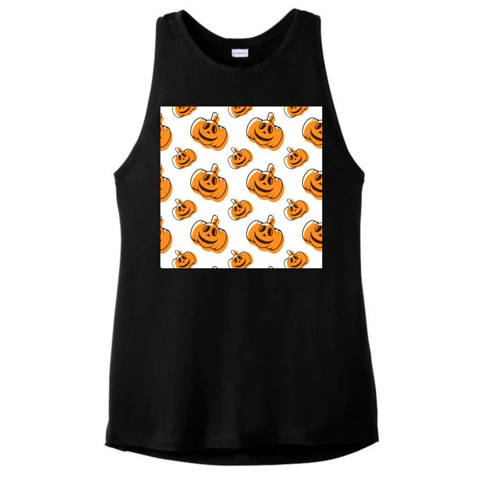 Halloween Pumpkin Cartoon Ladies Tri-Blend Wicking Tank