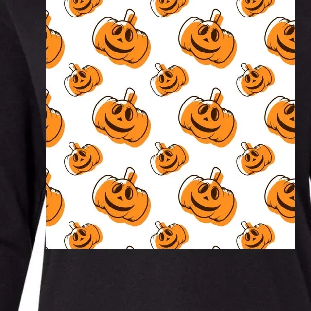 Halloween Pumpkin Cartoon Womens Cotton Relaxed Long Sleeve T-Shirt