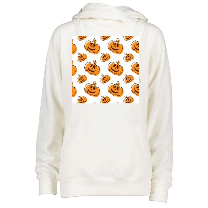 Halloween Pumpkin Cartoon Womens Funnel Neck Pullover Hood