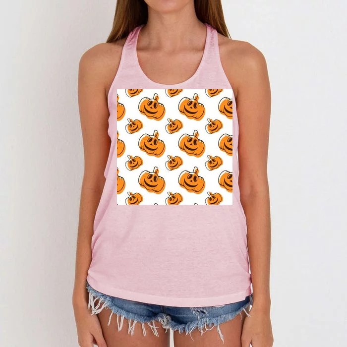 Halloween Pumpkin Cartoon Women's Knotted Racerback Tank