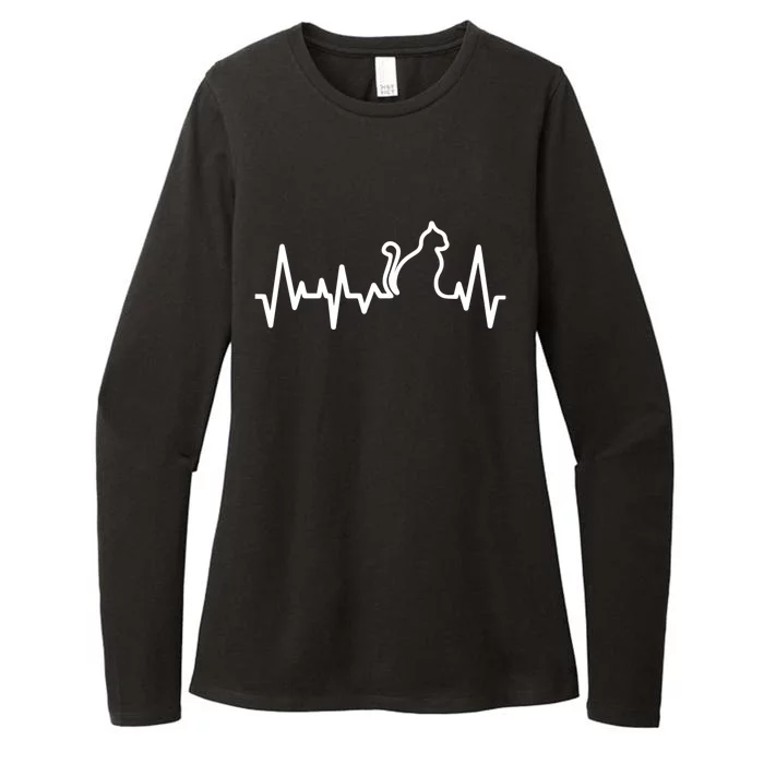 Heartbeat Pulse Cat Womens CVC Long Sleeve Shirt