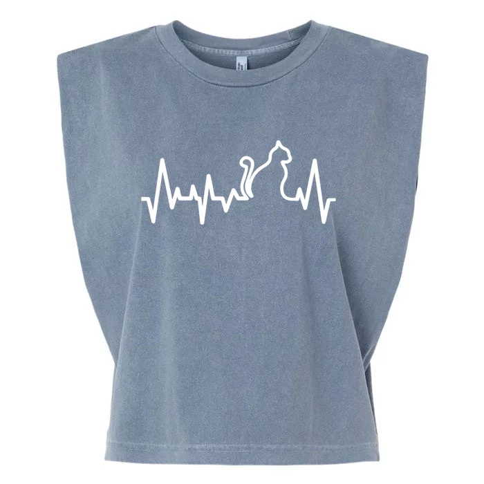 Heartbeat Pulse Cat Garment-Dyed Women's Muscle Tee