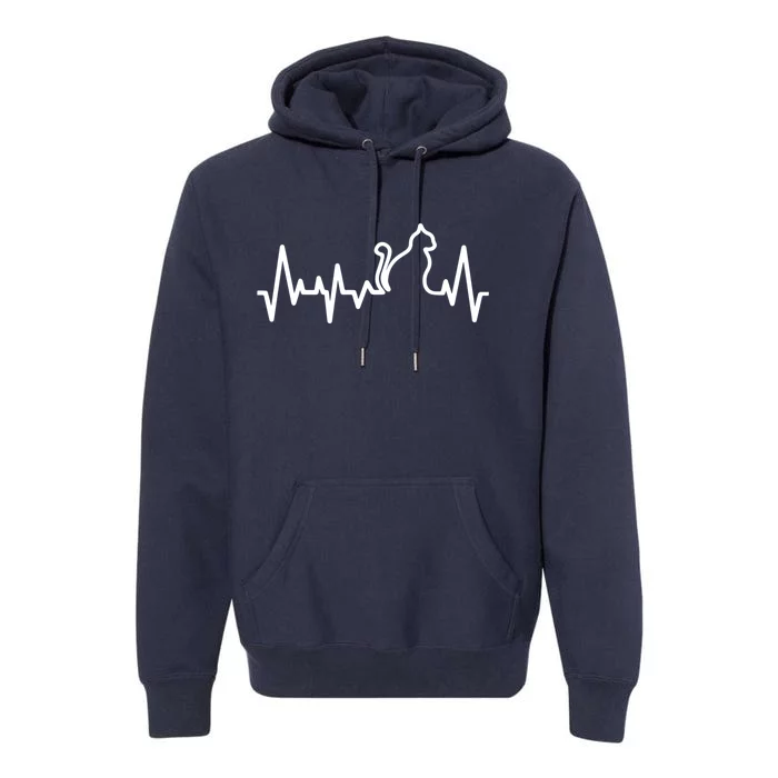 Heartbeat Pulse Cat Premium Hoodie