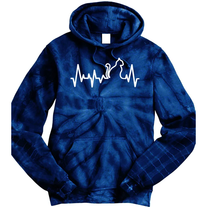 Heartbeat Pulse Cat Tie Dye Hoodie