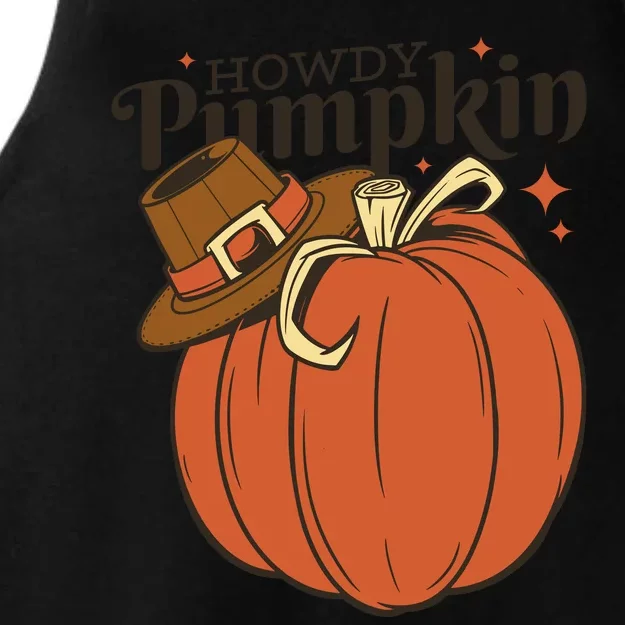 Howdy Pumpkin Cowboy Fall Ladies Tri-Blend Wicking Tank