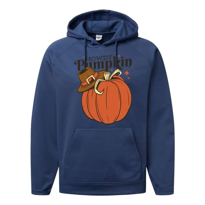 Howdy Pumpkin Cowboy Fall Performance Fleece Hoodie