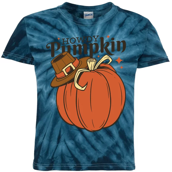 Howdy Pumpkin Cowboy Fall Kids Tie-Dye T-Shirt