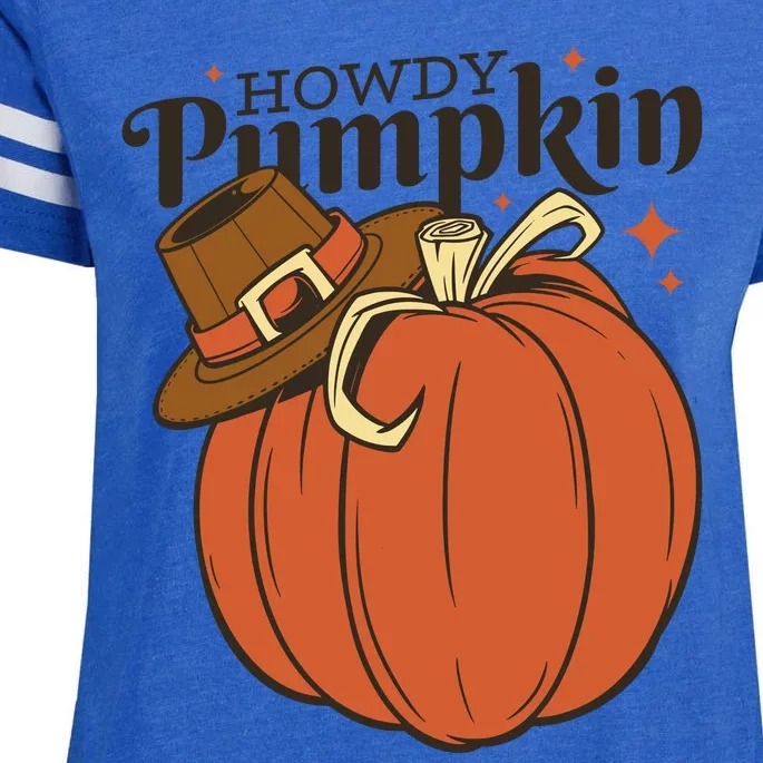 Howdy Pumpkin Cowboy Fall Enza Ladies Jersey Football T-Shirt